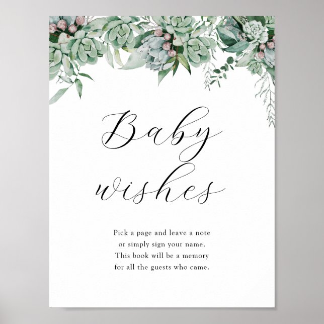 Póster Dulces Deseos para el Bebe Libro de Firmas para Fi (Frente)