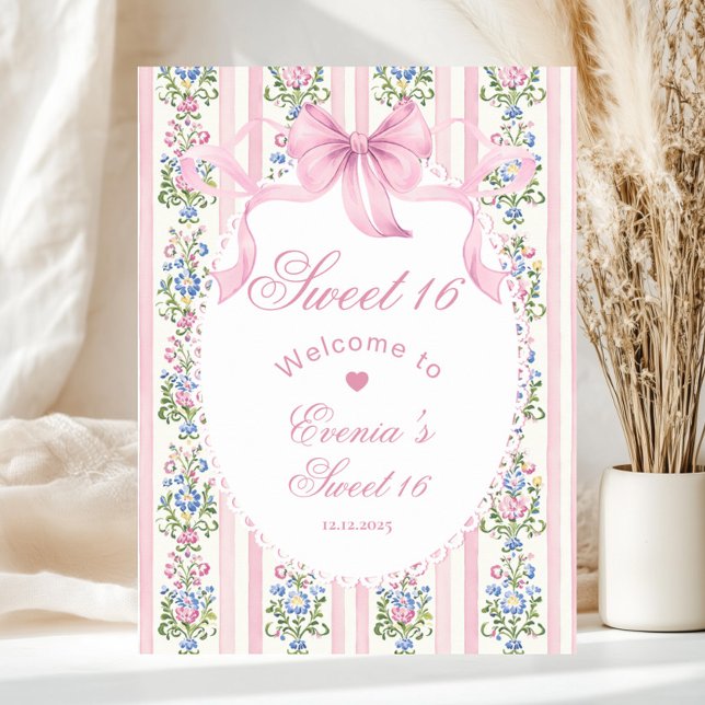 Póster Dulces dieciséis Bienvenida de cumpleaños con lazo (Subido por el creador)
