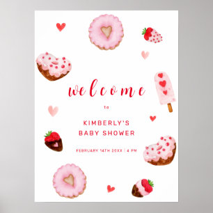 Póster Dulces Donas Corazón Bienvenida Baby Shower