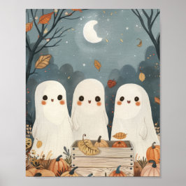 Póster Dulces Fantasmas y Calabazas Halloween Caprichoso