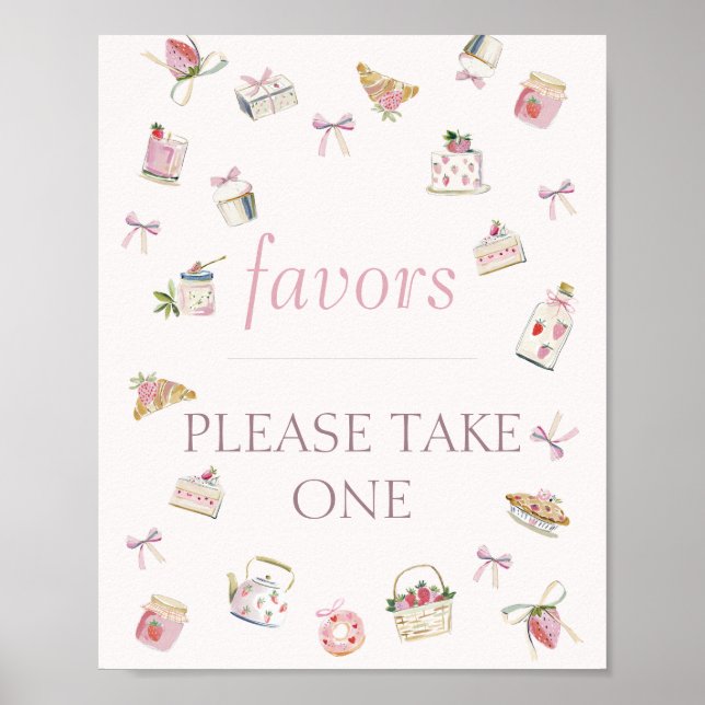 Póster Dulces Favoritos de Postre de Fresa para Baby Show (Frente)