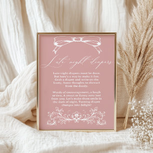 Póster Dulces Flores Para Baby Shower Diaper De Noche