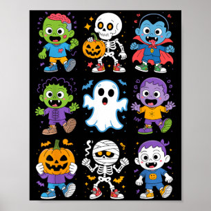 Póster Dulces Niños de Halloween Fantasma Zombie Vampiro 