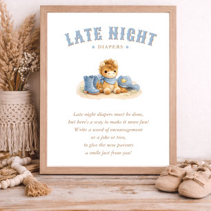 Póster Dulces Pañales Nocturnos para el Baby Shower de Li