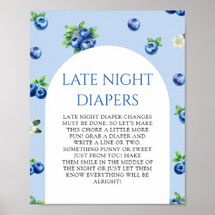 Póster Dulces pañales para baby shower de noche tarde de