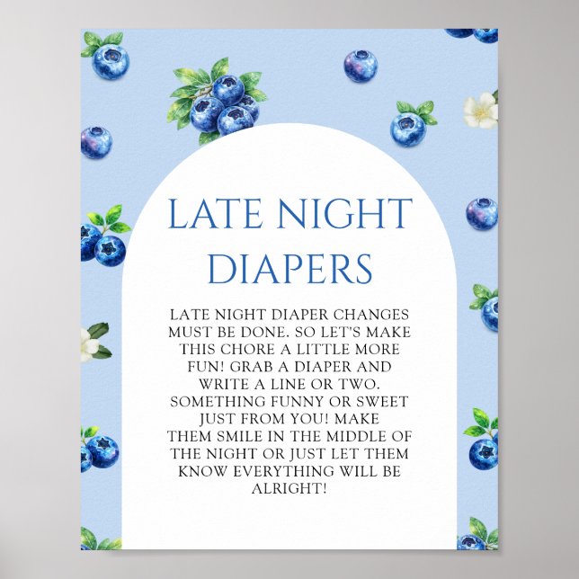 Póster Dulces pañales para baby shower de noche tarde de  (Frente)