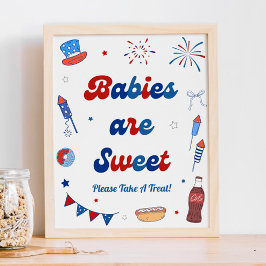 Póster Dulces para el baby shower del 4 de julio, los beb