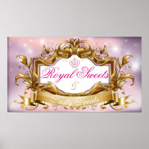 Póster Dulces reales Elegante rosa y dorado