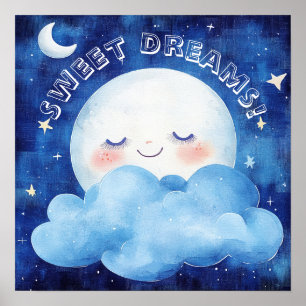 Póster Dulces Sueños Cielo Azul Nocturno