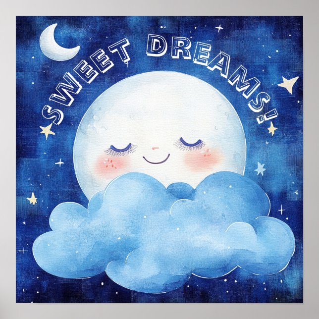 Póster Dulces Sueños Cielo Azul Nocturno (Frente)