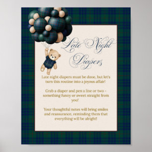 Póster Dulces sueños, pañal Preppy Teddy Globo Baby Showe