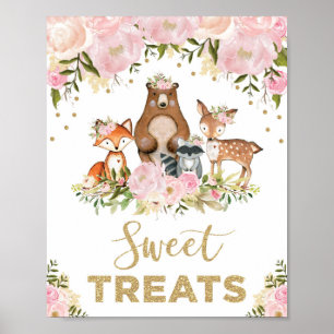 Póster Dulces tratamientos Chica Woodland Baby Shower Dec