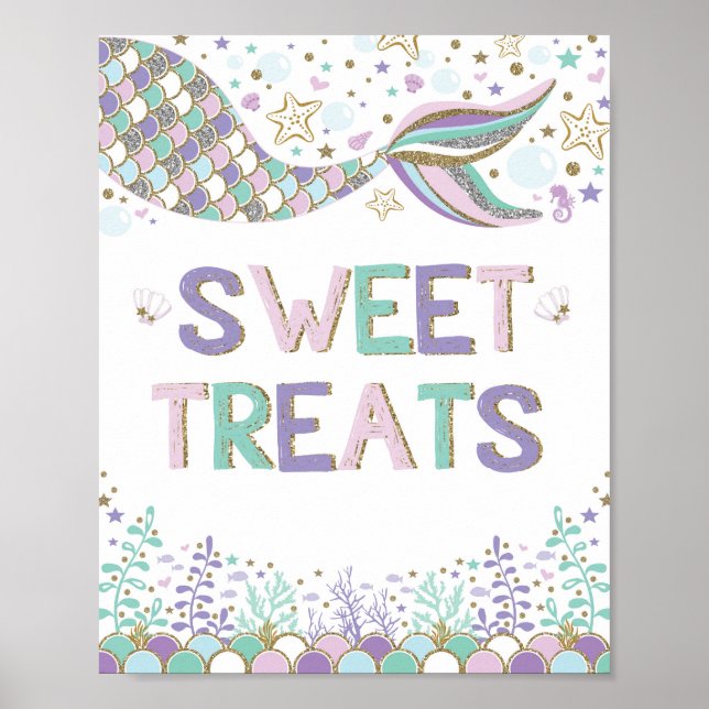 Póster Dulces tratamientos para la sirena cumpleaños favo (Frente)