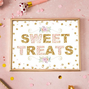 Póster Dulces Tratamientos Rótulo de mesa de postres para