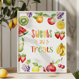 Póster Dulces y golosinas cumpleaños de fruta de dos tti