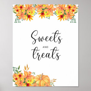 Póster dulces y golosinas de calabacita baby shower