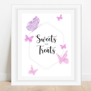 Póster Dulces y golosinas de mariposa baby shower