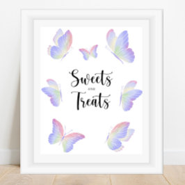 Póster Dulces y golosinas de mariposa baby shower