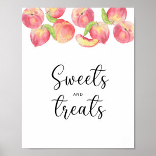 Póster Dulces y golosinas de melocotón baby shower