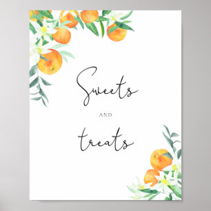 Póster Dulces y golosinas de naranjas baby shower