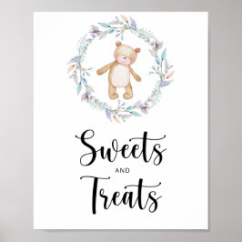 Póster dulces y golosinas de osito shower de bebé