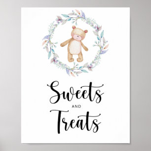 Póster dulces y golosinas de osito shower de bebé