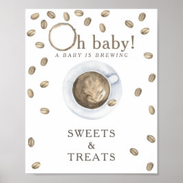 Póster Dulces y golosinas para baby shower de café