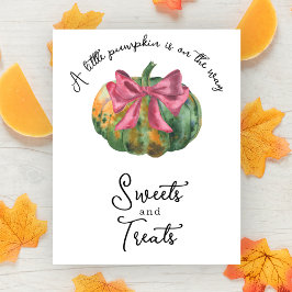 Póster Dulces y golosinas para baby shower de calabaza