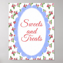Póster Dulces y golosinas para baby shower de flores vint