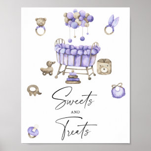 Póster Dulces y golosinas para baby shower de guardería