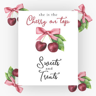 Póster Dulces y golosinas para baby shower de lazo de cer