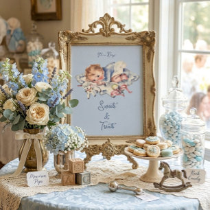 Póster Dulces y Golosinas para Baby Shower de Niño Azul C