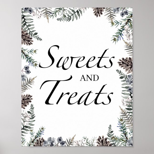 Póster Dulces y golosinas verdes en la ducha de bebé de i (Frente)