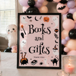 Póster Dulces y Libros para Niña en Baby Shower de Hallow