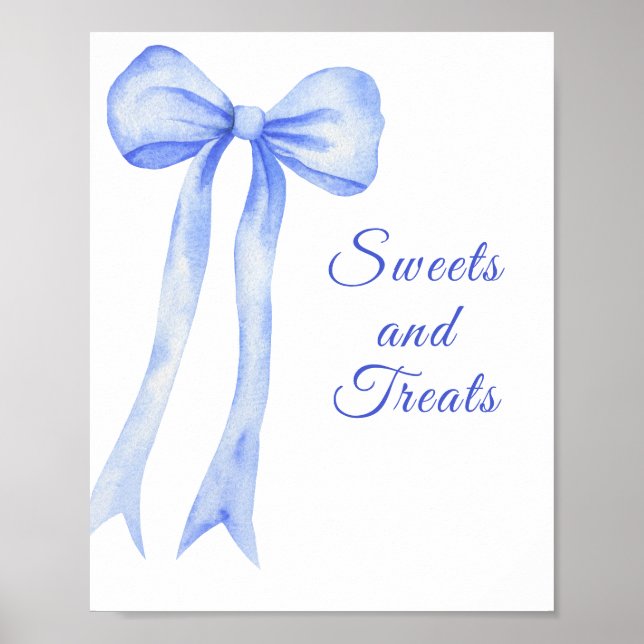 Póster Dulces y tortas azul acuarela (Frente)