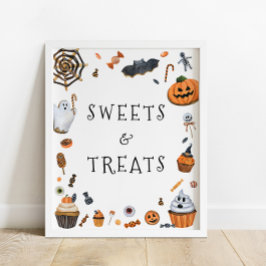 Póster Dulces y trajes de Halloween