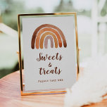 Póster Dulces y Tratamientos Acuarela Arcoiris Baby Showe<br><div class="desc">Suntuosa acuarela color tierra tono moderno arcoiris boho baño ducha dulces y golosinas señal de golosinas. ¡Personalizable!</div>