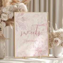 Póster Dulces y tratamientos con copos de nieve rosa Chic