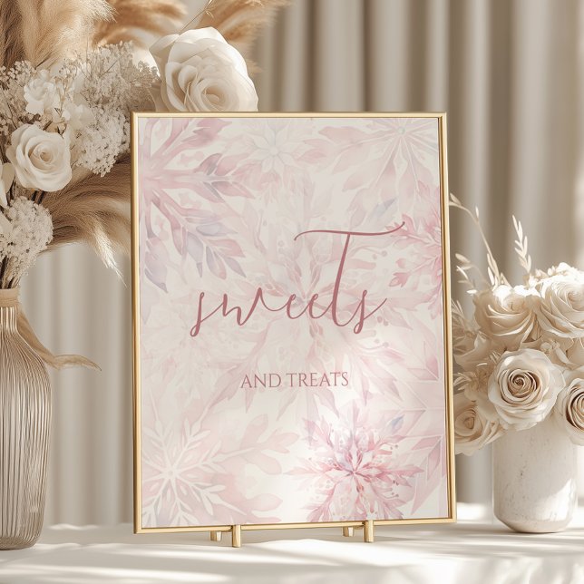 Póster Dulces y tratamientos con copos de nieve rosa Chic (Subido por el creador)