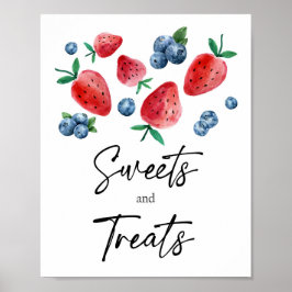Póster Dulces y Tratamientos Fresa Berry Primer Cumpleaño