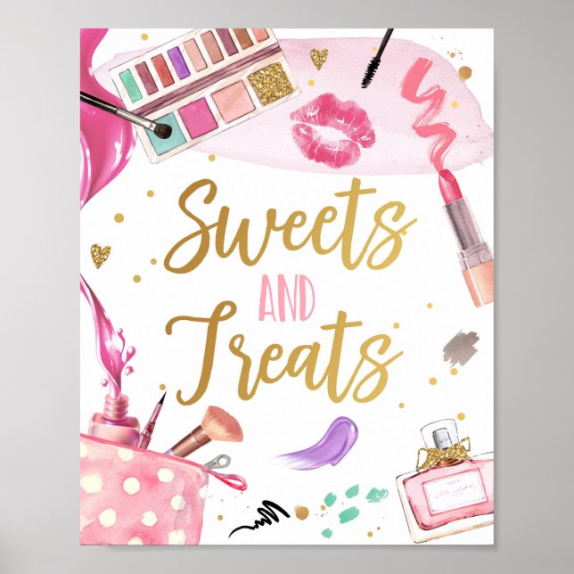 Póster Dulces y Tratamientos Spa Fiesta Maquillaje Glamou (Frente)