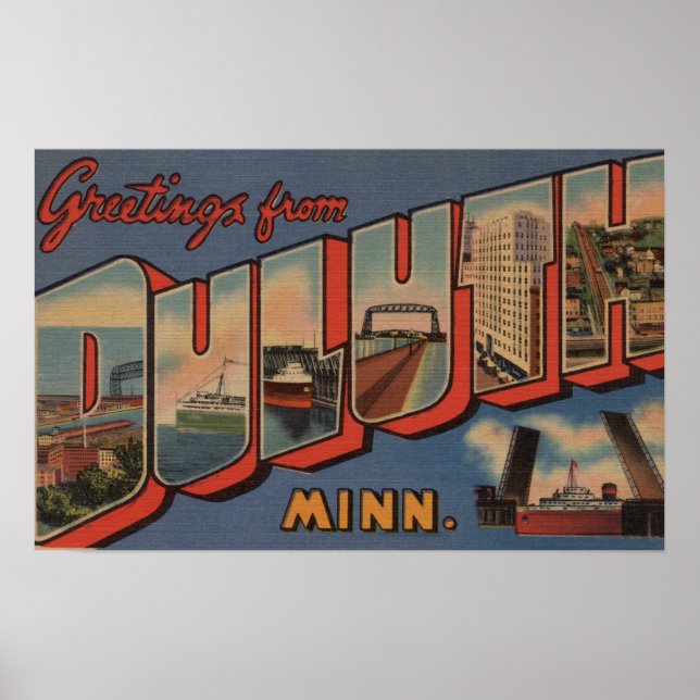 Póster Duluth, Minnesota - Escenas de letras grandes (Frente)