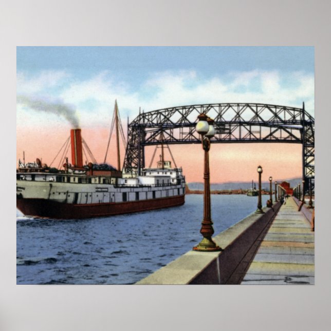 Póster Duluth Minnesota Lift Bridge Great Lakes (Frente)