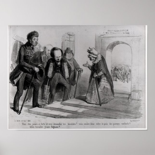 Póster Dumas, Hugo y Balzac buscando su admisión (Frente)