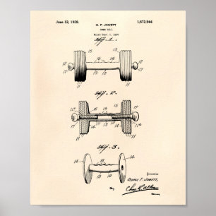 Póster Dumbbell 1928 Patent Art - Old Peper
