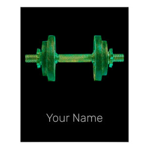 Póster Dumbbell Retro Bodybuilder Gym Fitness O Entrenado