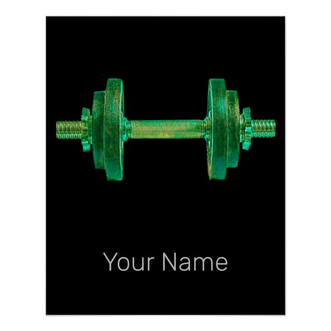 Póster Dumbbell Retro Bodybuilder Gym Fitness O Entrenado (Anverso)