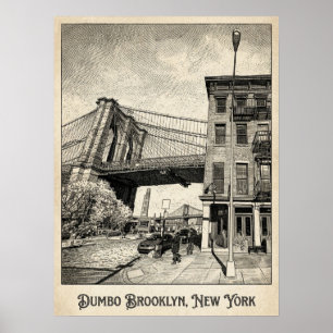 Póster DUMBO Brooklyn Nueva York — Puente icónico
