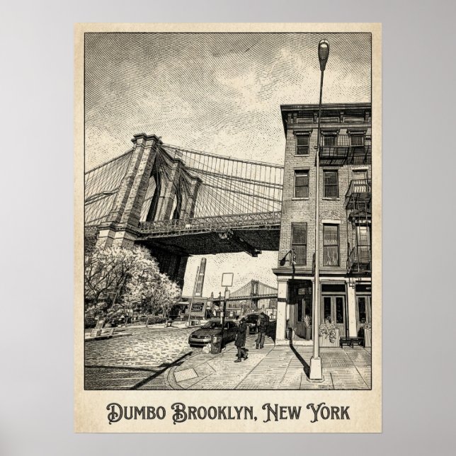 Póster DUMBO Brooklyn Nueva York — Puente icónico (Frente)