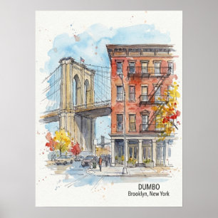 Póster DUMBO Brooklyn Nueva York — Puente icónico